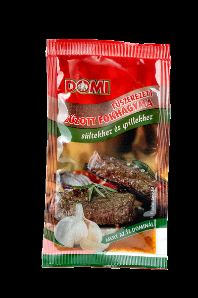 Fűszerezett zúzott fokhagyma grillekhez, sültekhez 50 g tasakban