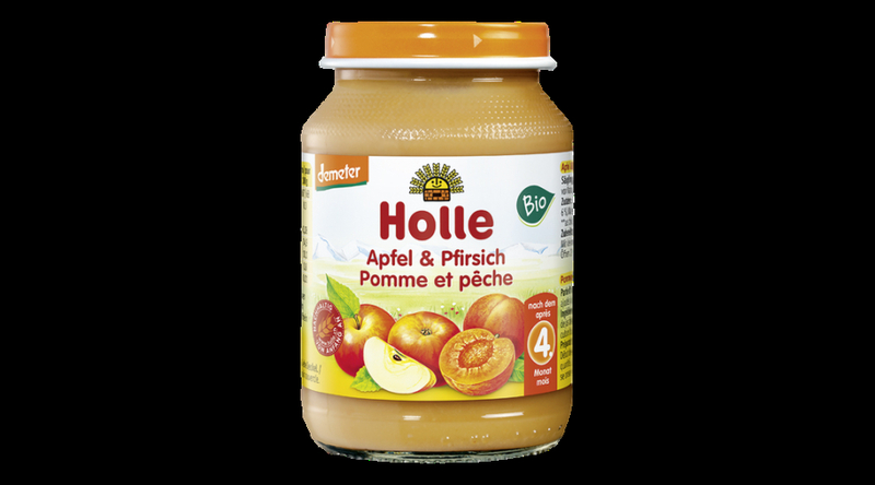 Holle Bio Őszibarack almával - üveges bébiétel 190g