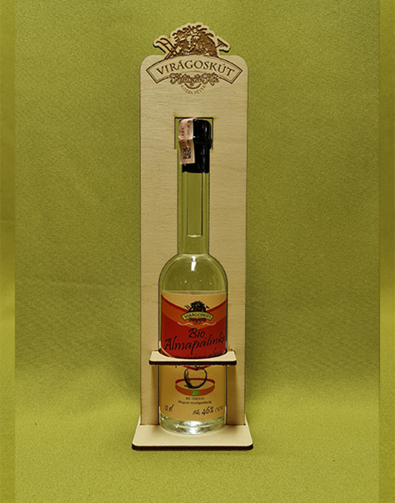 Bio almapálinka -szépvirágú alma- 100ml 46%, díszdobozban