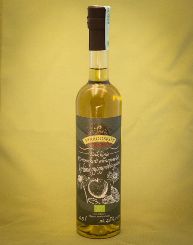 Szík kínja -Virágoskúti bio almapárlat kertünk gyógynövényeivel- 500ml 48%