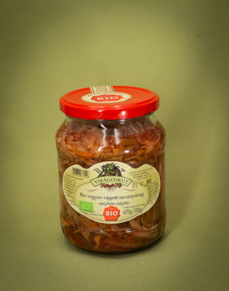 Bio vegyes vágott savanyúság 670g -csípős-