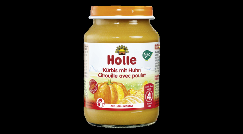 Holle Bio Sütőtök csirkehússal - üveges bébiétel 190g