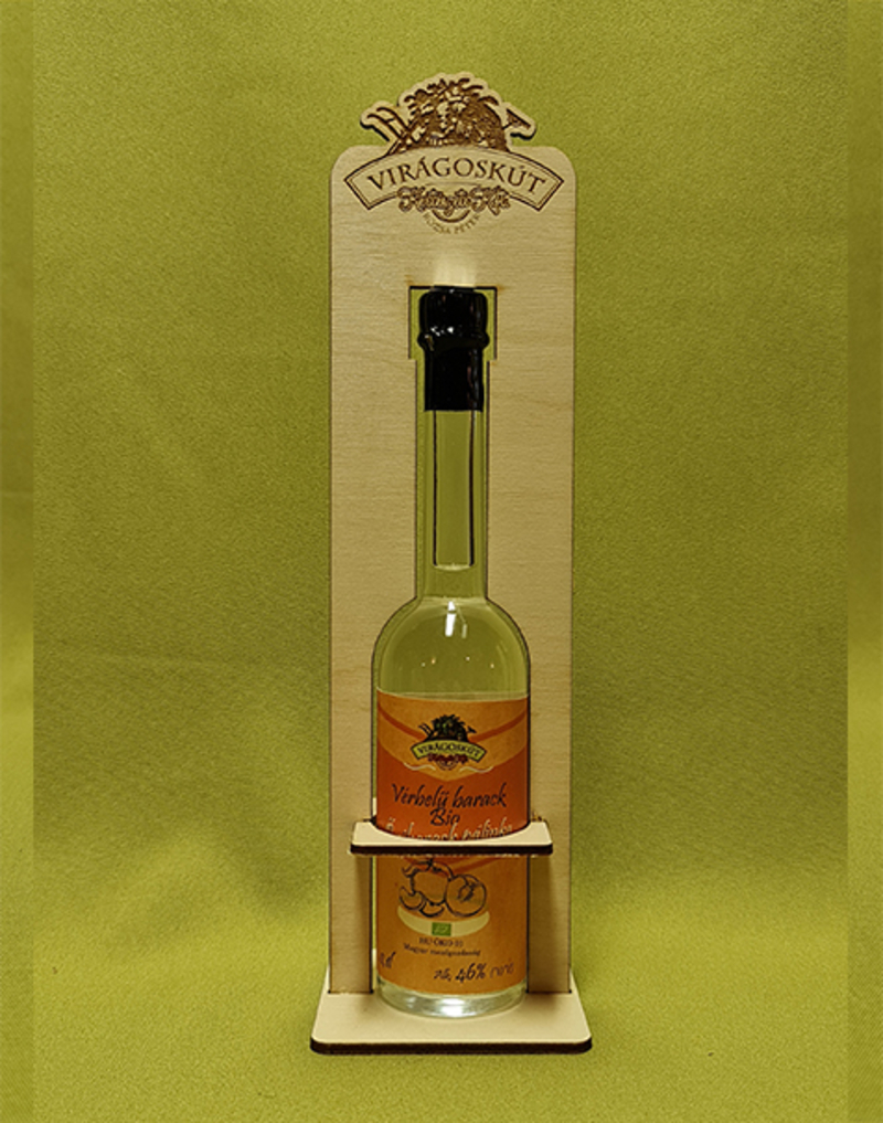 Bio őszibarack pálinka -vérbélű barack- 100ml 46%, díszdobozban