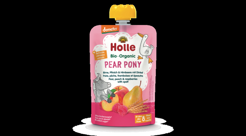 Holle Bio Pear Pony - Tasak körte, őszibarack, málna tönköllyel 100g