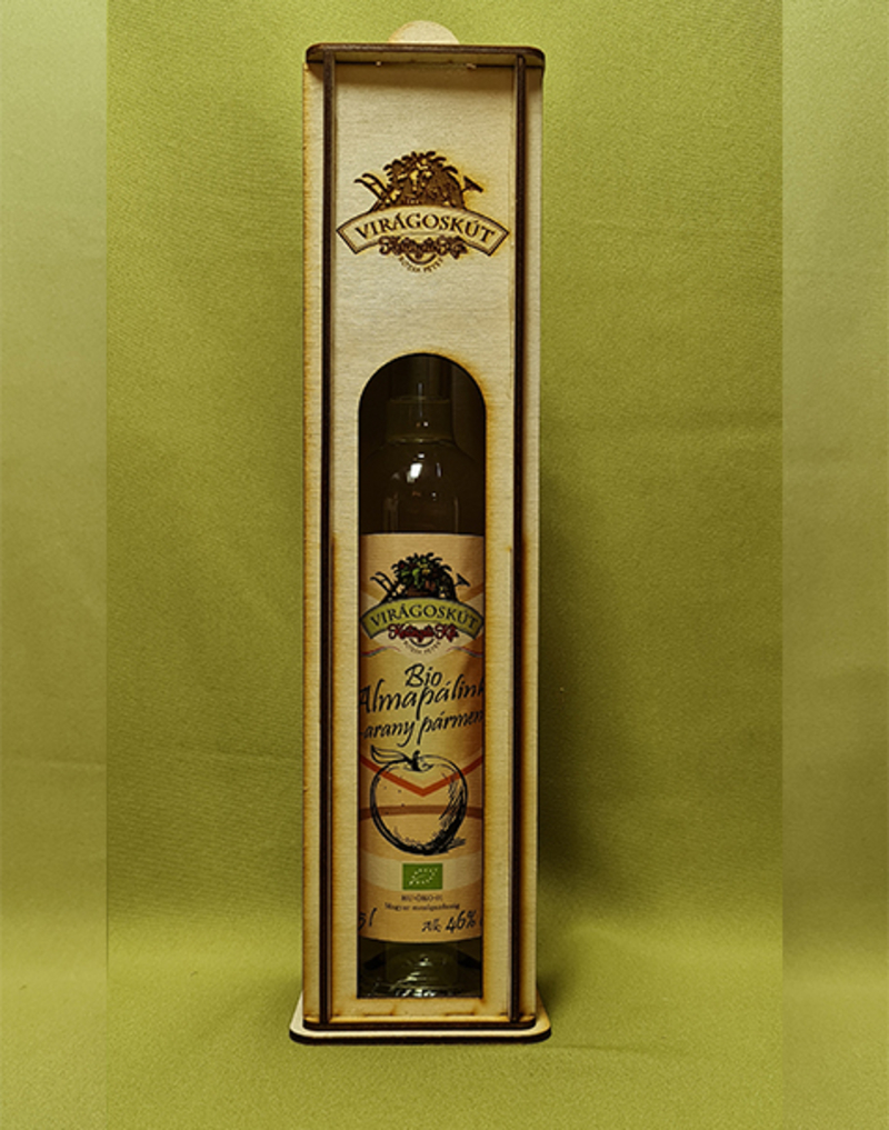 Bio almapálinka -arany pármen- 500ml 46%, díszdobozban