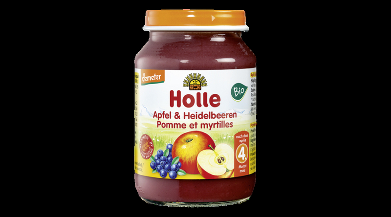 Holle Bio Alma feketeáfonyával - üveges bébiétel 190g