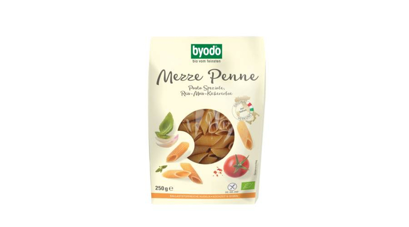 Byodo Bio Penne, rizs-kukorica-csicseriborsó tészta - gluténmentes 250g