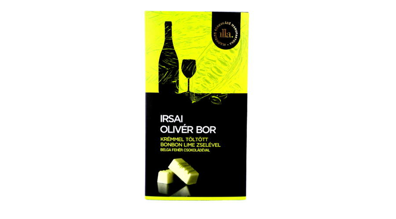 Irsai Olivér borkrémmel töltött bonbon lime zselével, belga fehér csokoládéval