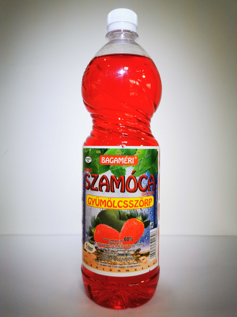 Szamóca ízesítésű gyümölcsszörp 1 liter